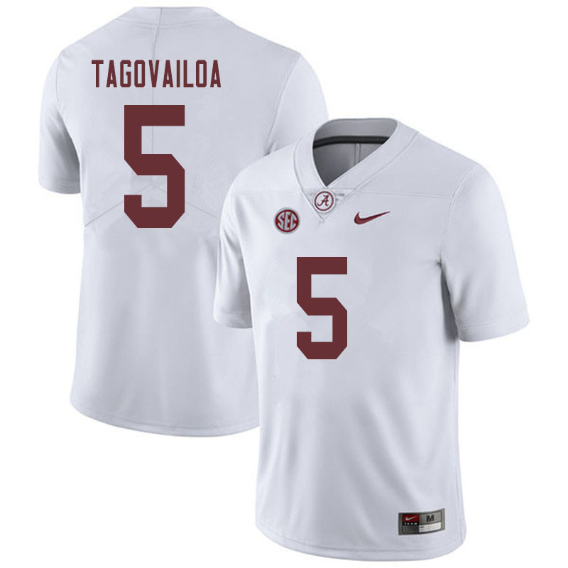 Men #5 Taulia Tagovailoa Alabama Crimson Tide College Football Jerseys Sale-White